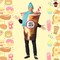 Cold Brew Coffee Adults Costume Tunic with Hat and Scarf Funny Halloween Party Outfit